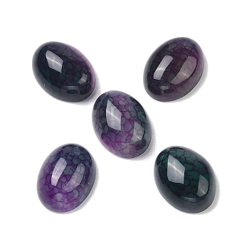 Natural Dragon Veins Agate Cabochons, Dyed & Heated, Oval, Indigo, 16~16.5x12.3~12.5x7mm