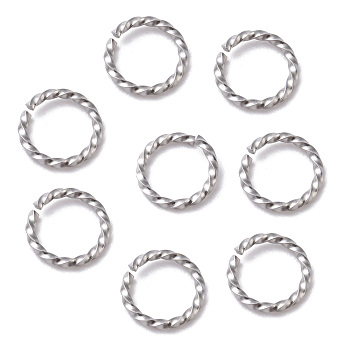 304 Stainless Steel Jump Rings, Open Jump Rings, Twisted, Stainless Steel Color, 16 Gauge, 10x1.3mm, Inner Diameter: 8mm