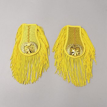 Handmade Plastic with Polyester Tassel Epaulettes, Shoulder Badges, Yellow, 225x77.5x15mm