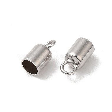 Rhodium Plated 925 Sterling Silver Cord Ends(STER-P055-02A-P)-2