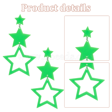 5 Pairs 5 Colors Hollow Star Acrylic Dangle Stud Earrings for Woman(EJEW-AN0004-10)-3