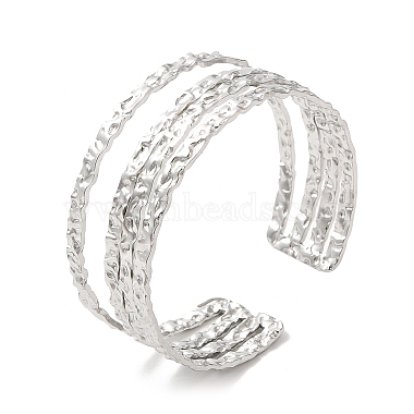 304 Stainless Steel Multi Line Cuff Bangles for Women(BJEW-L682-004P)-3