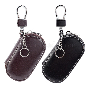 Mixed Color Oval Imitation Leather Keychain