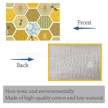 Rectangle with Bees Pattern Cotton Linen Cloth Table Mat(AJEW-WH0196-010)-4