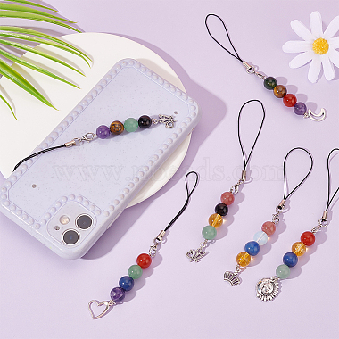 Gemstone Bead Decoration Phone Charms Strap with Alloy Pendant(HJEW-PH01783)-3