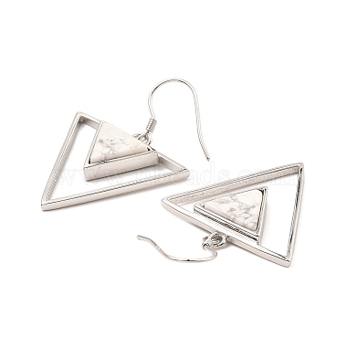 Natural Howlite Triangle Dangle Earrings(EJEW-Z024-10A-P)-2