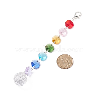 Electroplate Octagon Glass Beaded Pendant Decorations(HJEW-JM00737-02)-2