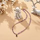 Cubic Zirconia Teardrop Pendant Necklace with Natural Amethyst Beaded Chains(NJEW-JN04121-02)-3
