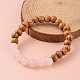 Round Wood Beaded Stretch Bracelets(BJEW-JB02135-01)-1