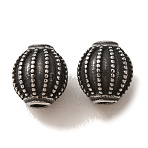 304 Stainless Steel Beads, Oval with Stripe & Dot Pattern, Antique Silver, 8x8.5mm, Hole: 2mm(SA-CBA9DCB-32AS)