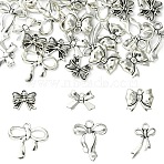 30Pcs 6 Styles Tibetan Style Alloy Charms, Bowknot Charms, Antique Silver, 10.5~23x11~19x2~4mm, Hole: 1~2.5mm, 5pcs/style(FIND-YW0007-31)