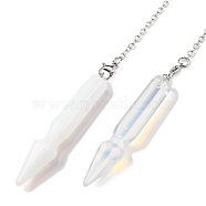 Opalite Pointed Dowsing Pendulums, Spear Charms with Rack Plating Platinum Tone Alloy Findings, Cadmium Free & Lead Free, 177mm(G-Q184-04F-P)