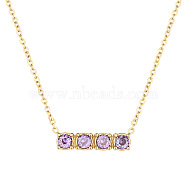 Colorful Gemstones Necklaces, Titanium Steel Cable Chain Necklace for Women(EB3362-3)