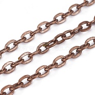 Iron Cable Chains, Unwelded, with Spool, Flat Oval, Cadmium Free & Nickel Free & Lead Free, Red Copper Color, 4.1x3x0.8mm, about 32.8 Feet(10m)/roll(X-CH-0.8PYSZ-R)