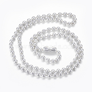 304 Stainless Steel Ball Chain Necklaces, Silver Color Plated, 23.62 inch(60cm), 4mm(NJEW-I215-02S)