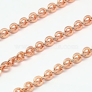 Electroplate Brass Cable Chains, Soldered, Flat Oval, Rose Gold, 3x2.5x0.5mm(X-CHC-L019-73RG)