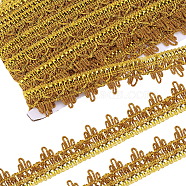 Polyester Flower Lace Ribbon, Wave Edge Lace Trim, Clothes Accessories, Flat, Goldenrod, 1-1/8 inch(30mm)(OCOR-WH0078-110A)