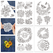 4 Sheets 11.6x8.2 Inch Stick and Stitch Embroidery Patterns, Non-woven Fabrics Water Soluble Embroidery Stabilizers, Sunflower, 297x210mmm(DIY-WH0455-077)