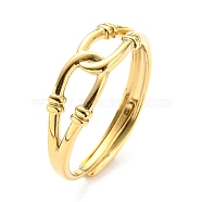 304 Stainless Steel Hollow Teardrop Adjustable Ring for Women, Real 14K Gold Plated, US Size 7 1/4(17.5mm)(RJEW-C016-13G)