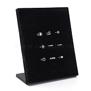 Velvet Jewelry Displays, with 50pcs Grooves, Used to Display Ring, Earrings or Mobile Phone Dustproof Plug, Rectangle, Black, 200x100x250mm(ODIS-A007-1)