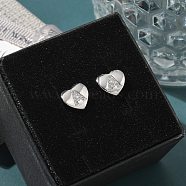 Rack Plating Brass Micro Pave Clear Cubic Zirconia Stud Earrings, Heart, Letter A, 8.5x9.5mm(EJEW-K299-01P-A)