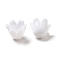 Opaque Acrylic Bead Caps, 6-Petal, Flower, White, 11x8mm, Hole: 1.5mm, 6mm Inner Diameter, about 2210pcs/500g(MACR-J123-26)