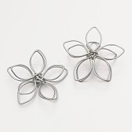 Iron Flower Wire Wrapped Pendants, Platinum, 30x30x6mm(X-IFIN-E734-01P)