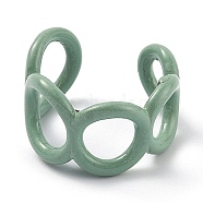 Alloy Enamel Cuff Rings, Open Rings, Round Ring, Dark Sea Green, US Size 6(16.5mm)(RJEW-H539-07D)