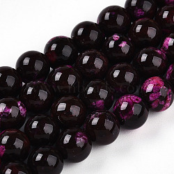 Natural Gemstone Beads Strands, Dyed, Round, Deep Pink, 8mm, Hole: 1mm, about 48~49pcs/strand, 14.96~15.16''(38~38.5cm)(G-T141-18C)