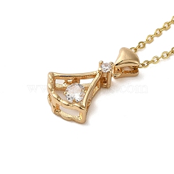 Brass Micro Pave Cubic Zirconia Ginkgo Leaf Pendant Necklaces, 201 Stainless Steel Cable Chain Necklaces for Women, Light Gold, 15.94 inch(40.5cm)(NJEW-E106-01KCG-02)