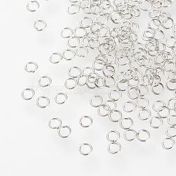 304 Stainless Steel Open Jump Rings, Nickel Free, Real Platinum Plated, Stainless Steel Color, 24 Gauge, 2.5x0.5mm, Inner Diameter: 1.5mm, about 660pcs/5g(X-STAS-R091-01P)