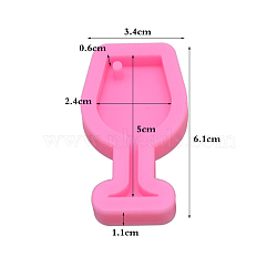 Wine Glass Shape DIY Pendant Silicone Molds, for Keychain Making, Resin Casting Molds, For UV Resin, Epoxy Resin Jewelry Making, Hot Pink, 61x34x11mm, Inner Diameter: 24x50mm(SIMO-PW0001-325N)