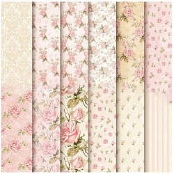 12 Sheets 12 Styles Scrapbooking Paper Pads, Decorative Craft Paper Pad, None Self-Adhesive, Flower, 153x153x0.1mm, 1 Sheet/style(DIY-C079-01D)
