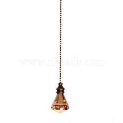 Pointed Glass Ceiling Fan Pull Chain Extenders, with Iron Ball Chains, Cone, Saddle Brown, 545mm(PW-WG9165C-05)