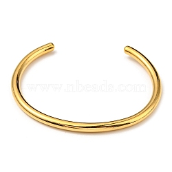 Ion Plating(IP) 304 Stainless Steel Simple Thin Cuff Bangles, Real 18K Gold Plated, Inner Diameter: 1-7/8x2-1/4 inch(4.8x5.7cm)(BJEW-P296-02G)