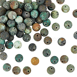 Frosted Natural African Turquoise(Jasper) Round Beads Strands, 6mm, Hole: 1mm, about 63pcs/strand, 15.5 inch, 126pcs(G-OC0001-79B)