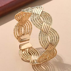 Electrophoresis Iron Cuff Bangles for Women, Wave, Golden, 7/8 inch(2.3cm)(BJEW-M057-02G)