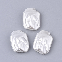 ABS Plastic Imitation Pearl Beads, Rectangle, Creamy White, 25x18x6.5mm, Hole: 1.4mm, about 300pcs/500g(OACR-T022-10)