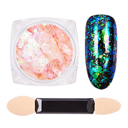 Nail Art Glitter Powder, Starry Sky/Mirror Effect, Shiny Nail Decoration, with One Brush, Light Salmon, 30x30x17mm, about 0.3g/box(MRMJ-Q046-008F)