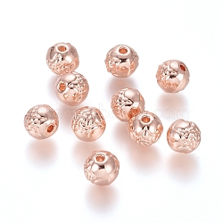 Alloy Beads, Round, Rose Gold, 6mm, Hole: 1.4mm(PALLOY-L222-035RG-AAA)