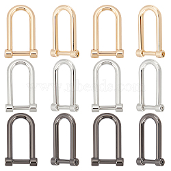 WADORN&reg 12Pcs 3 Colors Alloy D-Rings with Screw Shackle, Horseshoe U Shape Buckles for Bag Strap Connector, Mixed Color, 3.5x2x0.55cm, 4pcs/color(FIND-WR0005-35)