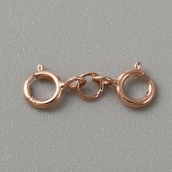 925 Sterling Silver Double Spring Ring Clasps, Rose Gold, 16mm(STER-WH0001-17RG)