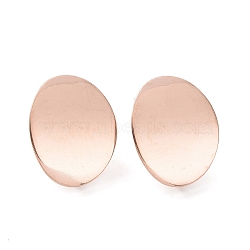 Ion Plating(IP) 304 Stainless Steel Stud Earring Findings, with Loop, Curved, Oval, Rose Gold, 20x16x0.75mm, Hole: 3.5mm, Pin: 0.8mm(STAS-Q231-10RG)