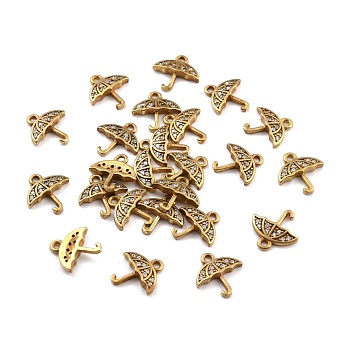 Brass Micro Pave Clear Cubic Zirconia Charms, Nickel Free, Umbrella, Raw(Unplated), 10x10x2mm, Hole: 1mm