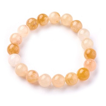 Natural Topaz Jade Beads Stretch Bracelets, Round, 2-1/4 inch~2-3/8 inch(5.7~6cm), Beads: 10~10.5mm