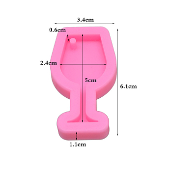 Wine Glass Shape DIY Pendant Silicone Molds, for Keychain Making, Resin Casting Molds, For UV Resin, Epoxy Resin Jewelry Making, Hot Pink, 61x34x11mm, Inner Diameter: 24x50mm