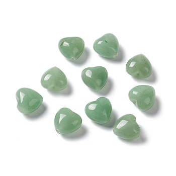 Natural Green Aventurine Beads, Heart, 14.5~15x14.5~15x8.5~9mm, Hole: 1mm