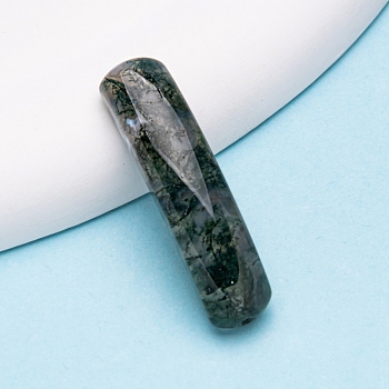 Natural Moss Agate Curved Rectangle Links, Bridge Connector Charms, 35mm