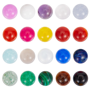 40Pcs 20 Styles Mixed Gemstone Cabochons, Half Round/Dome, Mixed Dyed and Undyed, 6x3~4mm, 2pcs/style