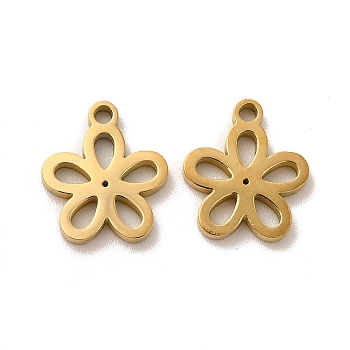 Ion Plating(IP) 304 Stainless Steel Charms, Flower, Golden, 12x10.5x1.4mm, Hole: 1.4mm